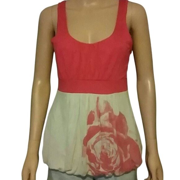 Rue 21 pink & cream bubble top M - Picture 1 of 3